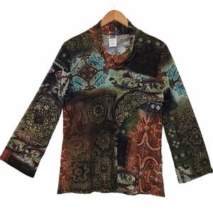 Hoang Nguyen Sz L Top Semi Cowl Multicolor Mesh